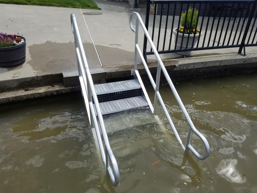 Outdoor steps descending into water